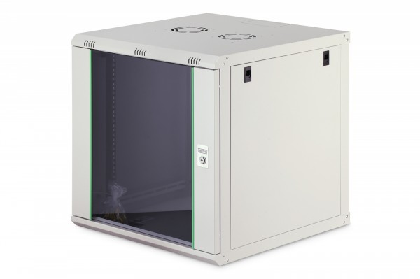 Digitus Einteiliger Netzwerkschrank Dynamic 19" 12U, 600X600, Glastür, Grau, Unmontiert, 60Kg