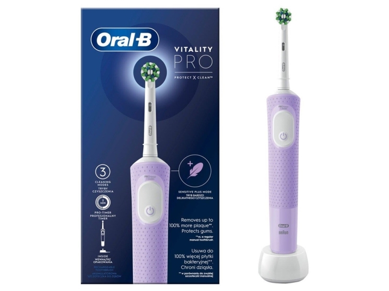 Braun Oral-B Electric Toothbrush D103.413.3 Vitality Pro Rechargeable, For Adults, Number Of Brush Heads Included 1, Lilac Mist, Number Of Teeth Brus