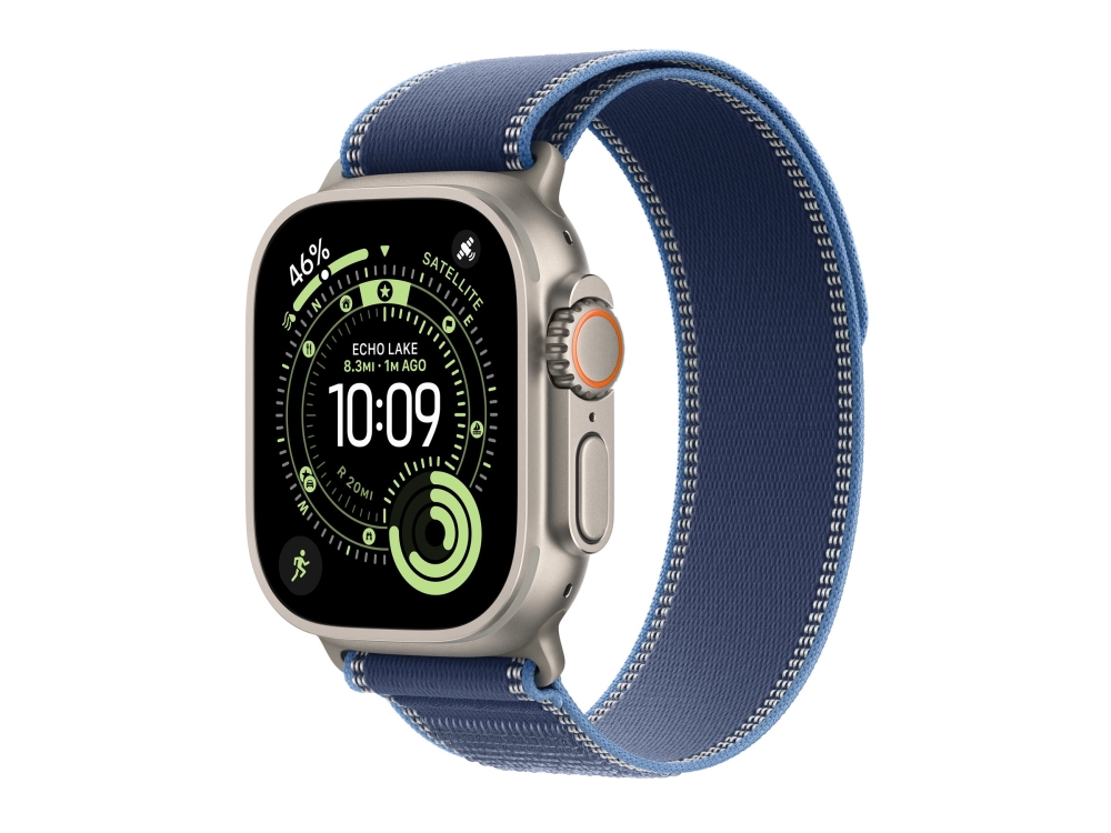 Apple Watch Ultra 3 Gps + Cellular 49Mm Natural Titanium Case With Blue/Bright Blue Trail Loop - M/L, Oled, Touchscreen, 64 Gb, Wi-Fi, Gps (Satellite