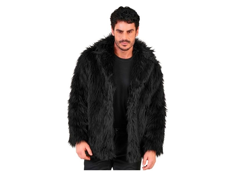 Schwarze Pelzjacke Aus Kunstpelz