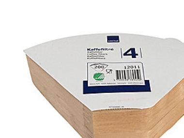 Kaffefilter 1x4 - Oblekt, filterpapper, förpackning om 200 st