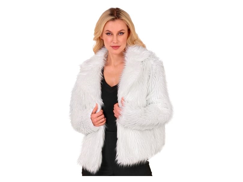 Weiße Pelzjacke Aus Kunstpelz