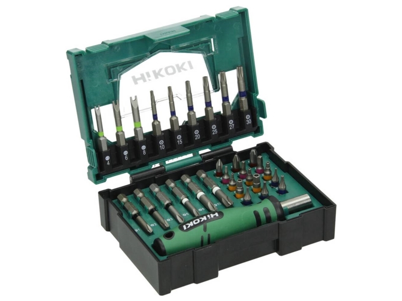 Hikoki 40030023 Bitsæt T-Profil, Kærv, Krydskærv Phillips, Krydskærv Pozidriv, Sekskant Inkl. Bitholder