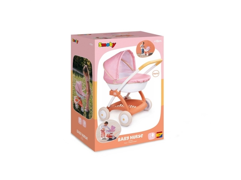 Lėlių vežimėlis Smoby Baby Nurse, balta/rožinė