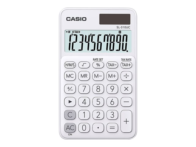 Casio Sl-310Uc - Lommeregner - 10 Cifre - Solpanel, Batteri - Hvid