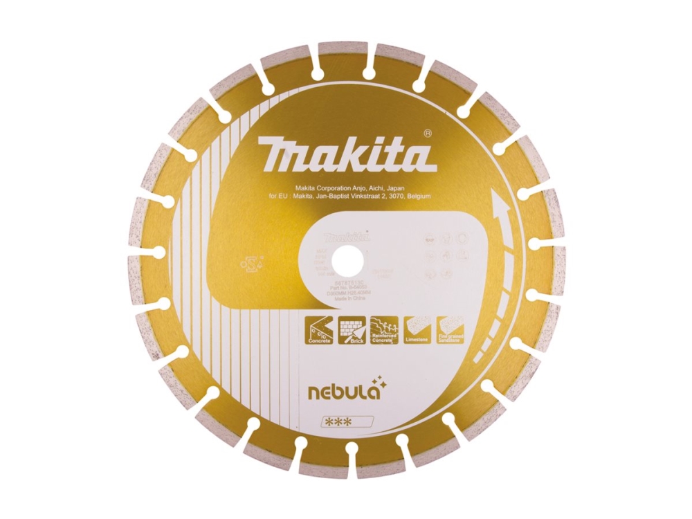 Makita Nebula - Diamantskæreskive - For Beton, Mursten, Forstærket Beton, Kalksten, Finkornet Sandsten - 350 Mm - For Makita Ce001gz