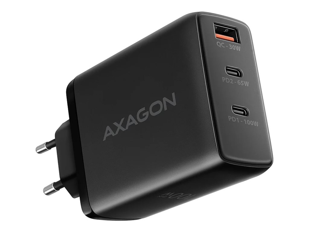 Axagon Acu-Dpq100 - Strømforsyningsadapter - 100 Watt - 5 A - Pd 2.0/Pps, Power Delivery 3.0 + Pps, Qc 2.0, Qc 3.0, Qc 4.0+, Sfc, Sfc 2.0, Apple Fast