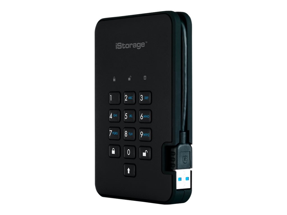 Istorage Diskashur² - Harddisk - Krypteret - 5 Tb - Ekstern (Bærbar) - Usb 3.1 Gen 1 - 5400 Rpm - Buffer: 8 Mb - 256-Bit Aes, Fips 197 - Fantom Sort