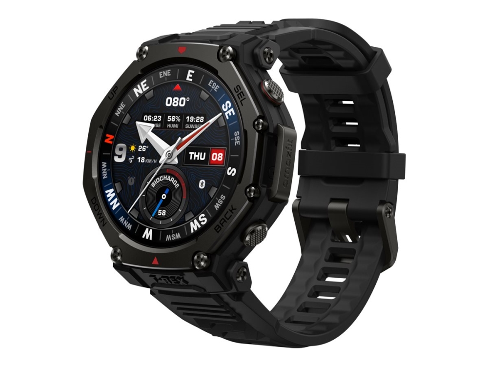 Amazfit T-Rex 3 Pro - 48 mm - Ja smart ur med rem - silikone - håndledsstørrelse: 145-210 mm - display 1.5 - Bluetooth, Wi-Fi, NFC - 52 g - tactical black