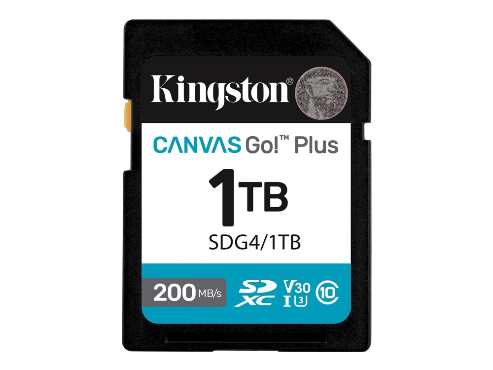 Kingston Technology Canvas Go! Plus 1 Tt SDXC Canvas Go Plus Gen4 200 Mt/s C10 UHS-I U3 V30, 1 TB, SDXC, Luokka 10, UHS-I, 200 MB/s, 160 MB/s