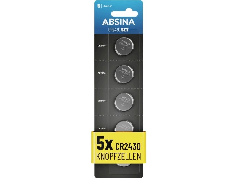 Absina Knopfzellenbatterie Cr 2430 3 V 5 Stück Lithium