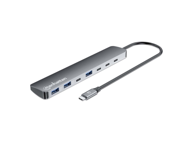 Manhattan Usb-C Dock/Hub, Ports (X7): Usb-A (X3) And Usb-C (X4), With Power Delivery (100W) To Usb-C Port (Note Additional Usb-C Wall Charger And Usb