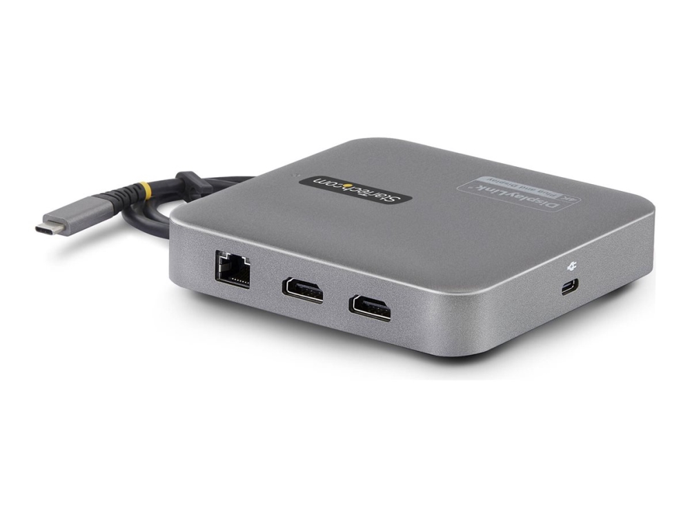 Startech Universal USB C multiport adapter - Apple M1/M2 Dual Display compatible - DisplayLink Cert Dual 4K 60Hz HDMI 2.0b - 1xA/1xC USB 3.2 10Gbps hub | 100W PD charging - Type-C Mini docking station - Power adapter/bus powered - Win/Chrome/macOS - Dockingstation - USB-C / USB4 / Thunderbolt 3 / Thunderbolt 4 - 2 x HDMI - 1GbE