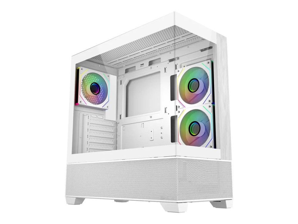 Cooler Master Elite 690 Wood - Mid-Tower - Atx - Seitenteil Mit Fenster (Gehärtetes Glas) - Kein Netzteil (Atx) - Weiß - Usb/Audio
