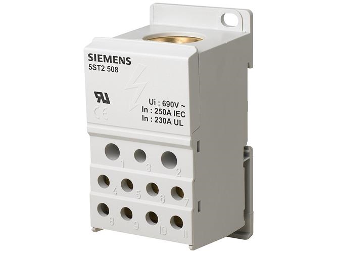 Siemens Verteilerblock 250A 1P 690V 1X35-120Mm² 2X2,5-25Mm² 5X2,5-16Mm² 4X2,5-10Mm² Din 5St2508