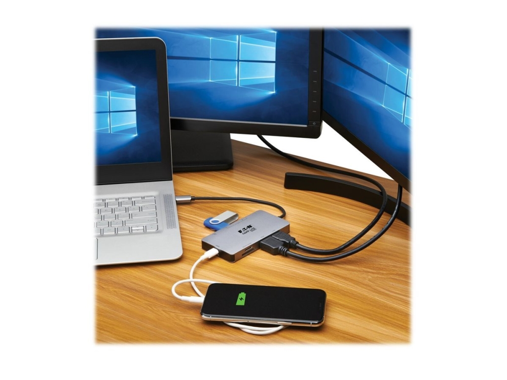 Eaton Tripp Lite Series Usb-C Dock, Dual Display - 4K 60 Hz Hdmi, Usb 3.2 Gen 1, Usb-A Hub, Gbe, Memory Card, 100W Pd Charging, Gray - Dockingstation