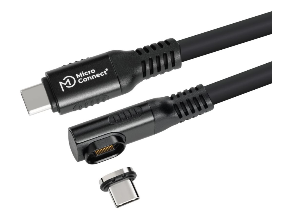 Microconnect Premium - Usb-Kabel - Usb-C (Han) Gerade, Abnehmbar Und Magnetisch Til Usb-C (Han) Vinklet, Aftagelig Og Magnetisk - Usb4 Gen3x2 - 48 V