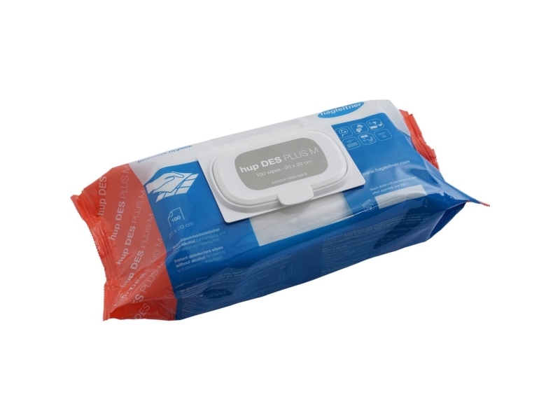 Overfladedesinfektion servietter, Hagleitner, 20x20cm, 25% klor, dispenserpakke med 100 servietter