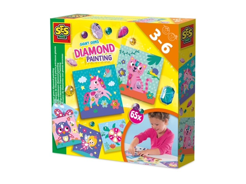 Ses Creative Mega Edelsteine Diamand Painting, Diamanten-Mal-Set Für Kinder, 3 Jahr(E), Karton
