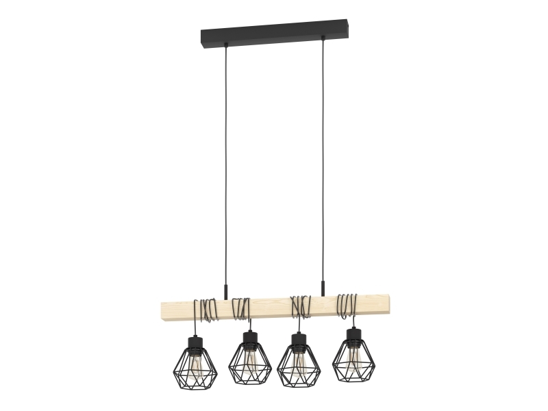 Eglo Townshend 5 Langer Tisch 4Xe27 L700 Schwarz/Holz