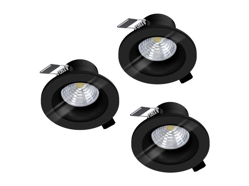 Eglo Salabate Einbau-Set Ø88 3X450lm 4000K Dimmbar Ip44 Schwarz