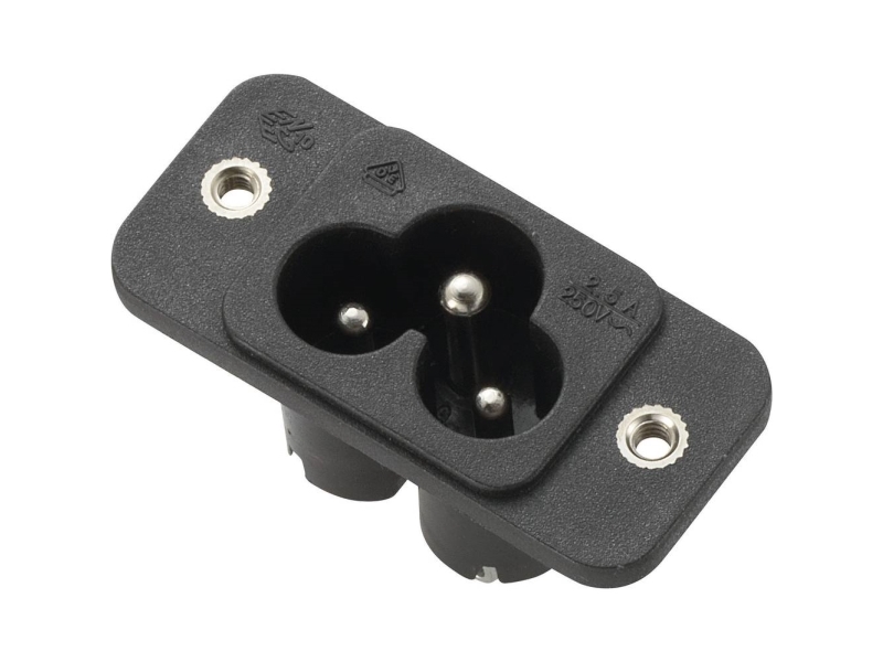 Tru Components 1572263 Iec-Stik Stik, Indbygning Lodret Samlet Poltal: 2 + Pe 2.5 A Sort 1 Stk