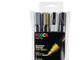 Paintmarker, Uni-Ball Posca Pc-5M, 1,8-2,5 Mm,Ass.Farver, Pakke A 4 Stk