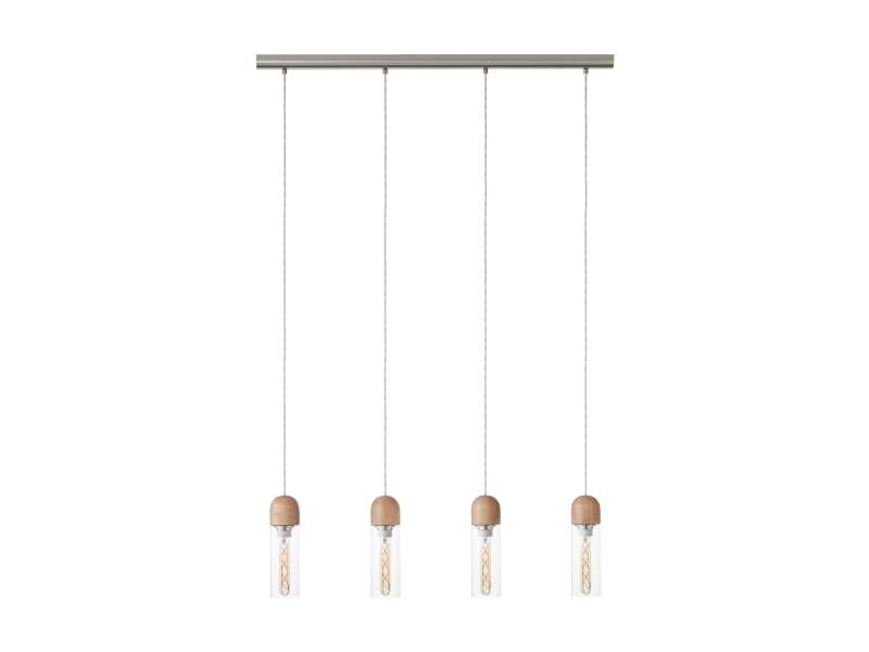Eglo Zacharo 1, Flexible Halterung, Braun, Satinierter Stahl, Transparent, Braun, Transparent, Glas, Stahl, Holz, Glas, Holz, Indoor