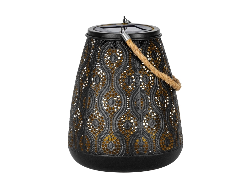 Eglo Solcelle Tischleuchte Schwarz Mit Lochmünzen-Muster Und Goldener Innenseite