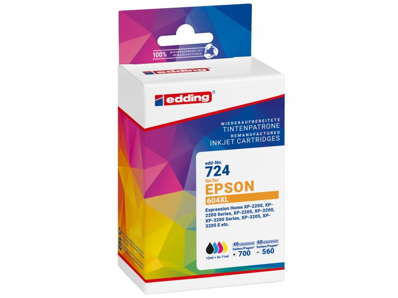 Edding Edd-724, Sort, Blå, Magenta, Gul, 12 Ml, 11 Ml, 4 Stk, 700 Sider, Multipakke