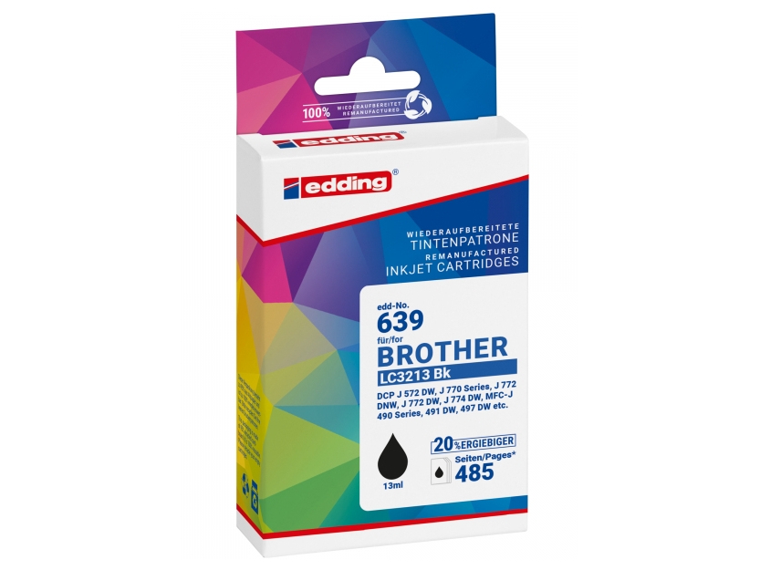 Edding Tinte Ersatz Brother Lc-3213Bk Kompatibel Schwarz Edd-639 18-639
