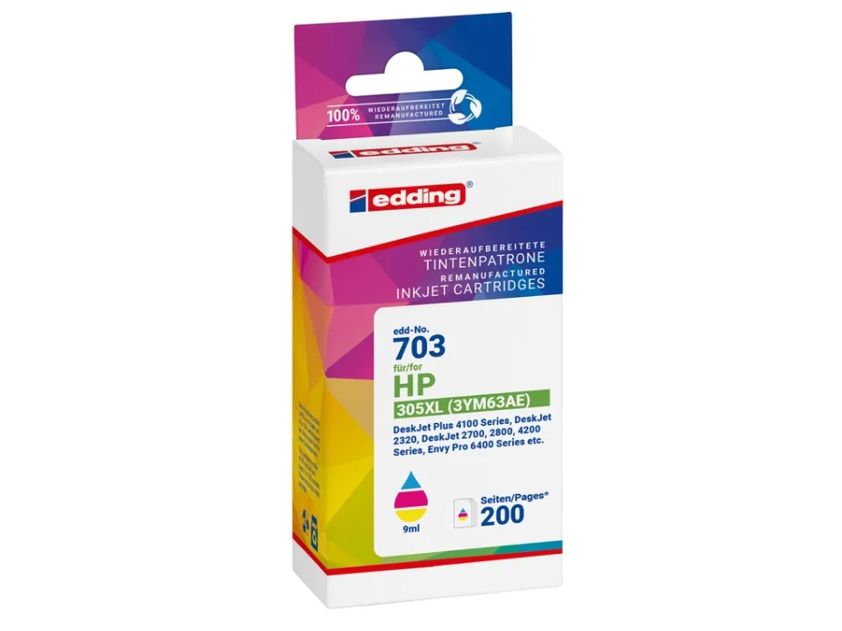 Edding Edd-703 Farveprinterpatron Kompatibel Med Hp 305Xl (3Ym63ae) (18-703)