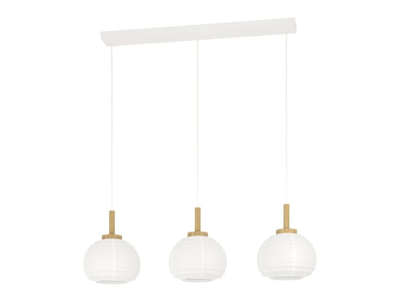 EGLO SUMMERHILL langbordspendel med hvide papirsskærme og FSC-godkendt trædetaljer, 3L