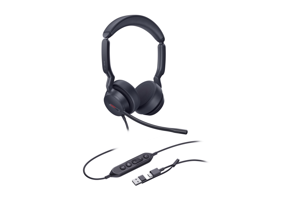 Yealink UH44 Dual - Headset - på øret - kablet - USB-A, USB-C - Certified for Microsoft Teams