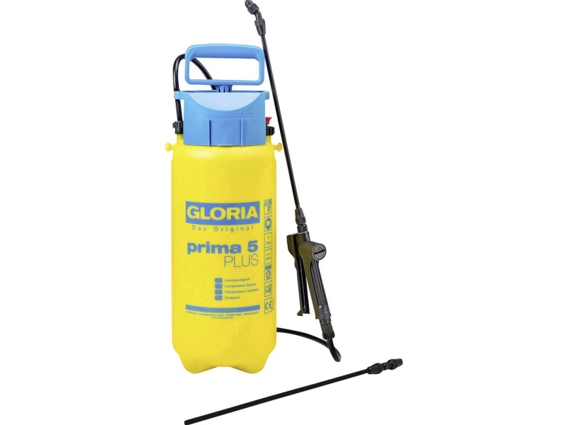 Gloria Prima 5 Plus, Handgartenspritzer, 7 L, 5 L, Blau, Gelb, Kunststoff, Kunststoff