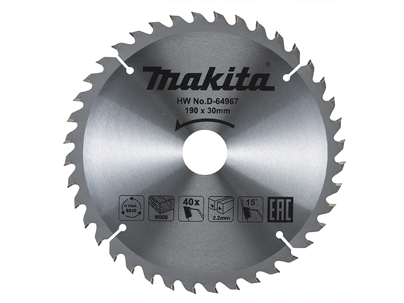 Makita D-64967 T.C.T.-såg 190X2.2X30mm 15° T40 Standard för trä | Verktyg & Verkstad - Brickor & Ringar - Brickor | GameStuff