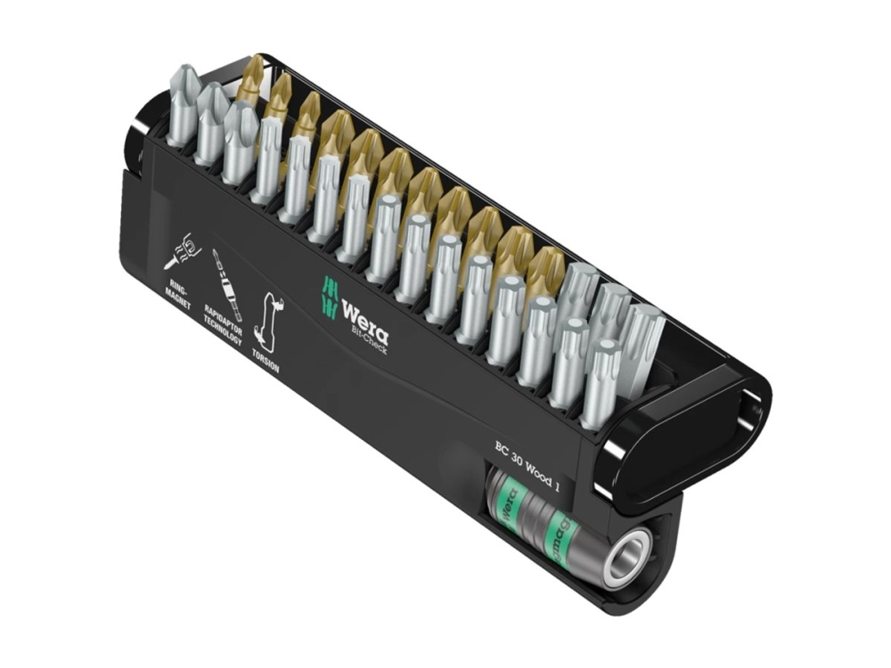 Wera Bit-Check 30 Wood 1 - Schraubenziehersatz - 30 Stücke - Torx, Phillips, Pozidriv - Länge: 25 Mm (05057433001)