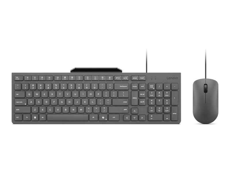 Lenovo 310 - Sæt Med Mus Og Tastatur - Med Telefonholder - Usb - Qwerty - Amk. Engelsk - Luna-Grå - Farveboks