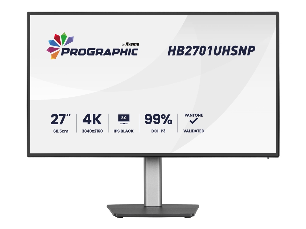 Iiyama ProGraphic HB2701UHSNP-B1 - LED-skärm - 27 - 3840 x 2160 4K @ 60 Hz - IPS Black 2.0 - 450 cd/m² - 3000:1 - 4 ms - HDMI, DisplayPort, USB-C - högtalare - svart, matt | Datortillbehör - Bildskärmar & Tillbehör - Bildskärmar | GameStuff