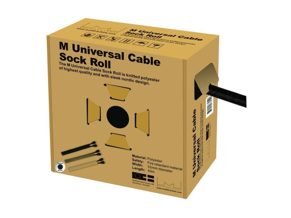 Multibrackets M Universal Cable Sock Roll 55 mm x 50 m - Kabelorganiserare - svart | Datorer & Surfplattor - Rackkabinetter - Tillbehör | GameStuff