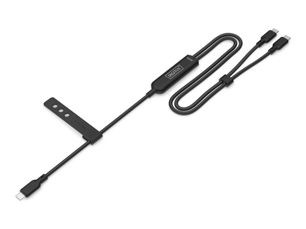 Digitus Usb-C 2In1 Charging Cable, 140W, 1.8M, 1.8 M, Usb C, 2 X Usb C, Usb 2.0, 0.48 Gbit/S, Black