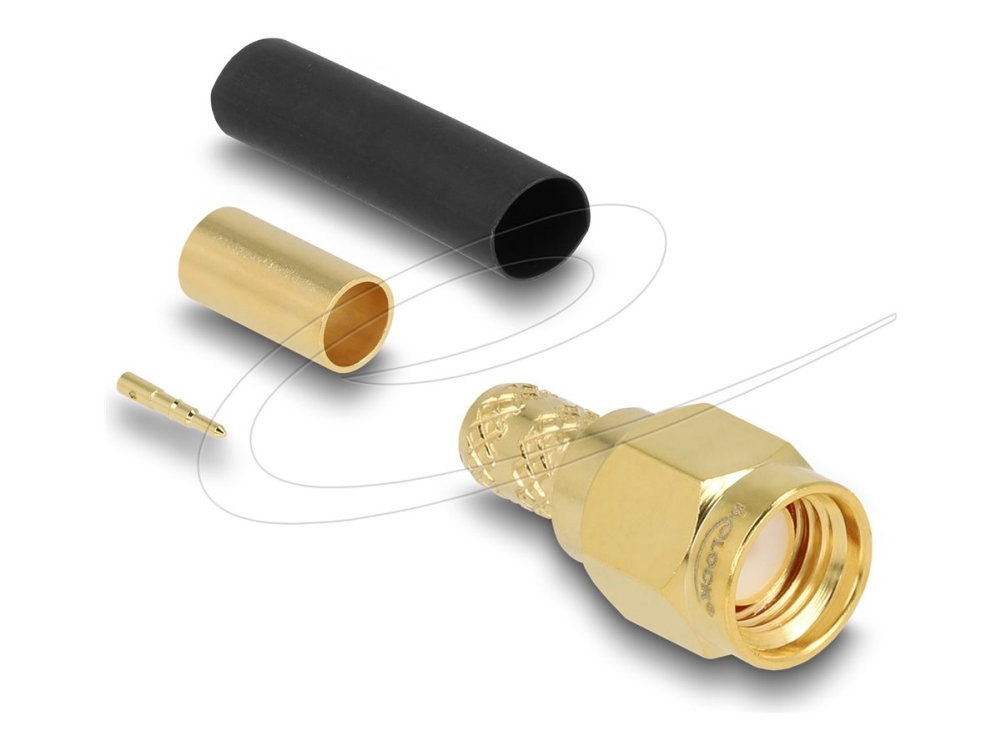Delock Sma Stecker Zum Crimpen Lmr200 Mit Passendem Schrumpfschlauch, Sma, Sma, Männlich, Messing/Gold, 50 Ohm, Gold