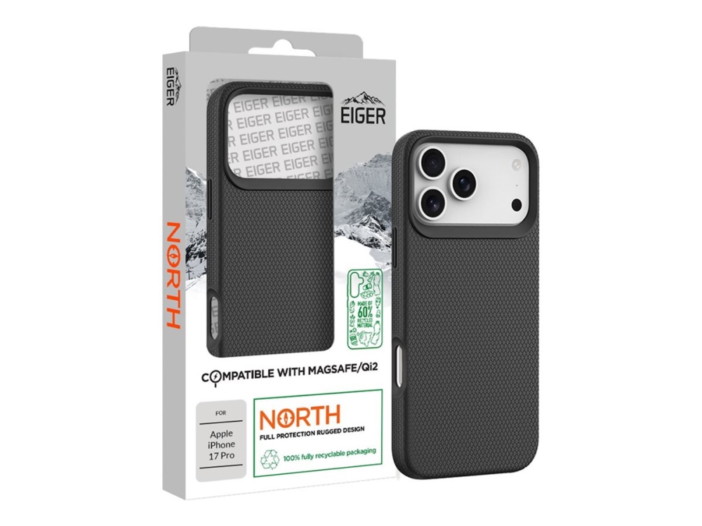 Eiger Coque Rigide Noire Ultra-Renforcée Polycarbonate*Drop-Test 4 Metres* Magsafe Pour Apple Iphone 17 Pro - Eiger (Egca00902)