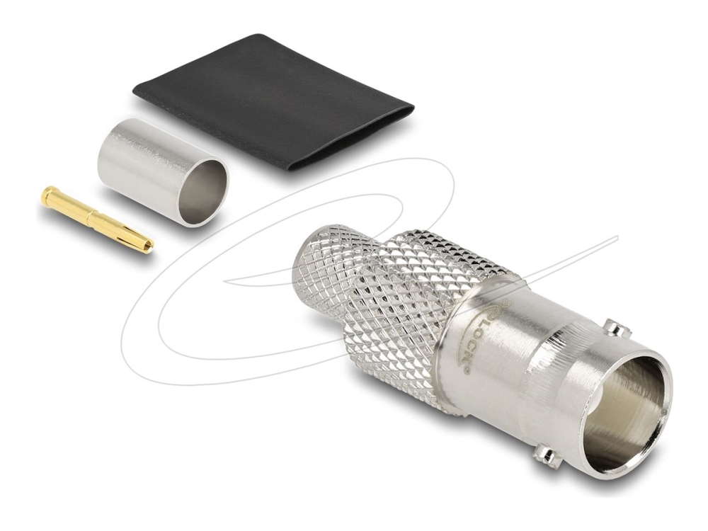 Delock Bnc Buchse Zum Crimpen Rg-6 Mit Passendem Schrumpfschlauch, Bnc, Bnc, Messing/Nickel, 75 Ohm, Silber, Taiwan
