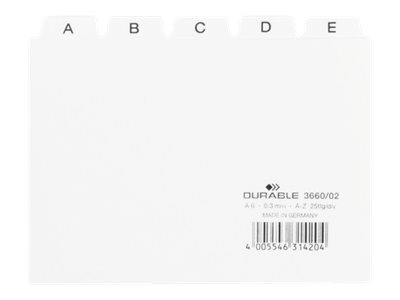 Durable - Deler - 25 (5 X 5) Dele - Præ-Trykt: A-Z - Hvid