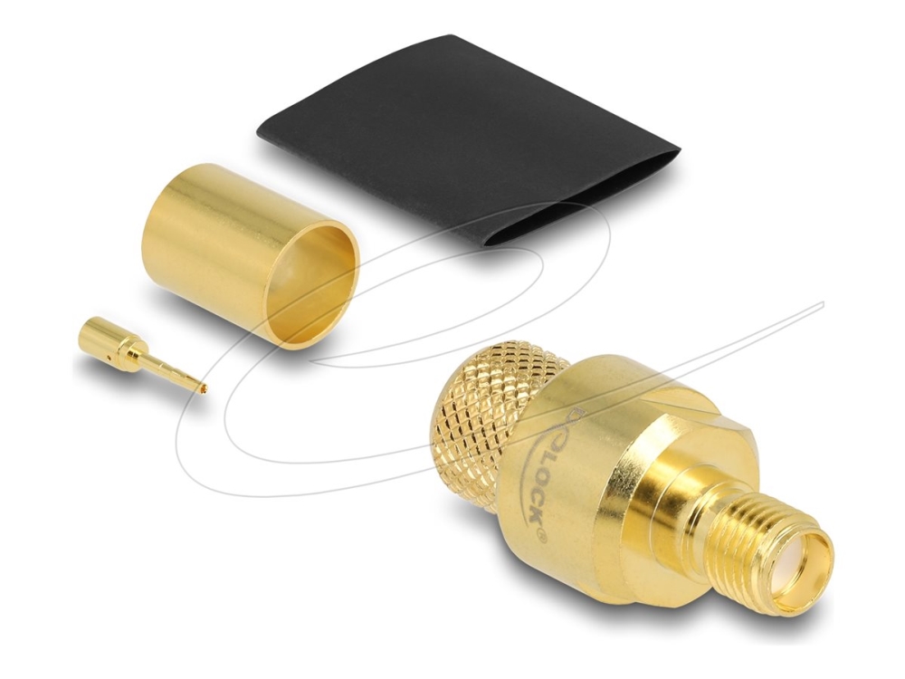 Delock Sma Buchse Zum Crimpen Lmr400 Mit Passendem Schrumpfschlauch, Sma, Sma, Messing/Gold, 50 Ohm, Gold, Taiwan