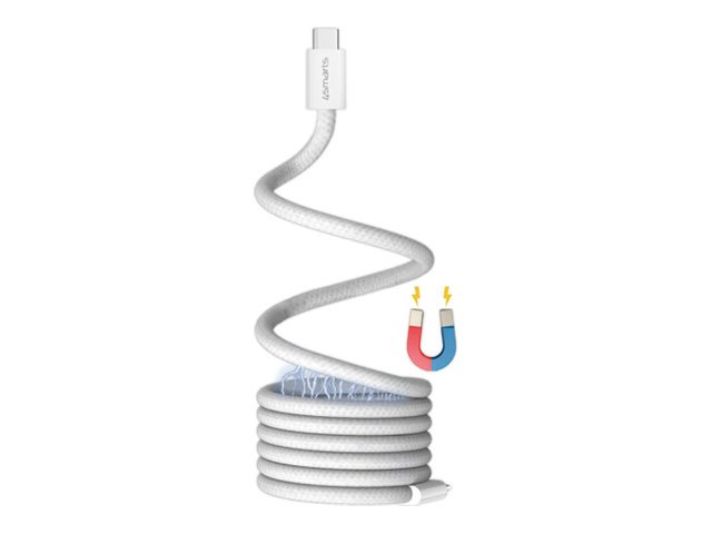 4Smarts Rollup - Usb-Kabel - Usb-C (Han) Til Usb-C (Han) - Usb 2.0 - 20 V - 5 A - 1.5 M - Magnetisk - Hvid