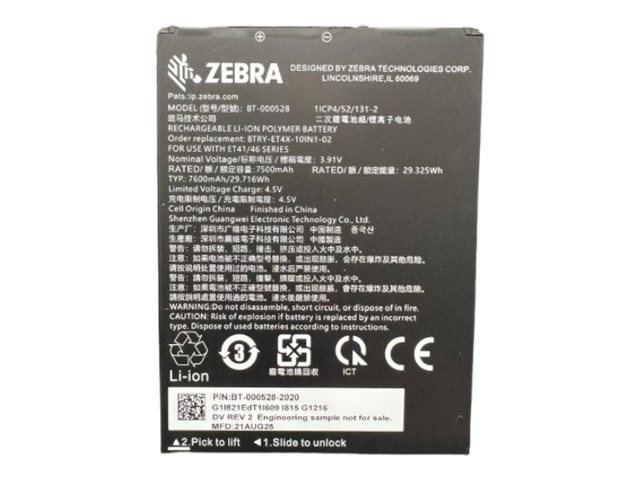 Zebra - Tablettenbatterie - Powerprecision - Litiumion - 7500 Mah - 29,35 Wh