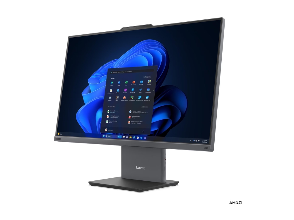 Lenovo ThinkCentre neo 55a 24 Gen 6 13FA - Alt-i-én med monitorstander - Ryzen 5 220 / op til 4.9 GHz - RAM 16 GB - SSD 512 GB - TCG Opal Encryption, NVMe - Radeon 740M - Gigabit Ethernet, Bluetooth 5.2, IEEE 802.11ax (Wi-Fi 6) - Win 11 Pro - skærm: LED 23.8 1920 x 1080 (Full HD) - tastatur: Nordisk - luna-grå - Lenovo TopSeller - med 3 års Lenovo Onsite Support, CO2 Offset 0,5 ton (2. Gen)