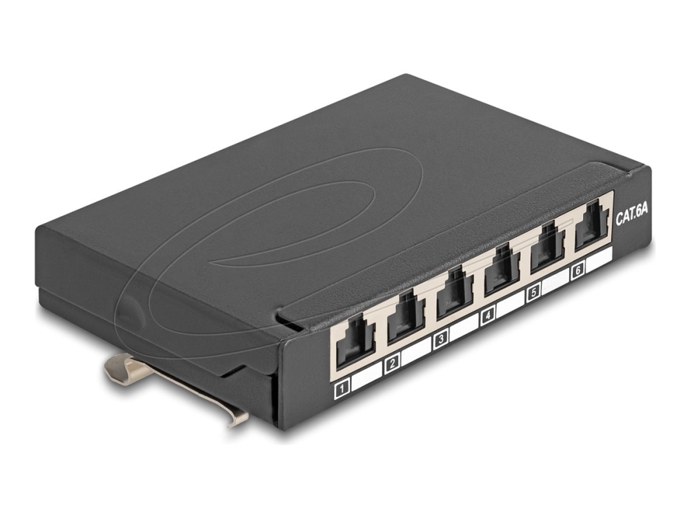 Delock - Patch-Panel - Mini - Din-Skinnemonterbar, Vægmonterbar, Desktop - Cat 6A - Skærmet - Rj-45 X 6 - Sort